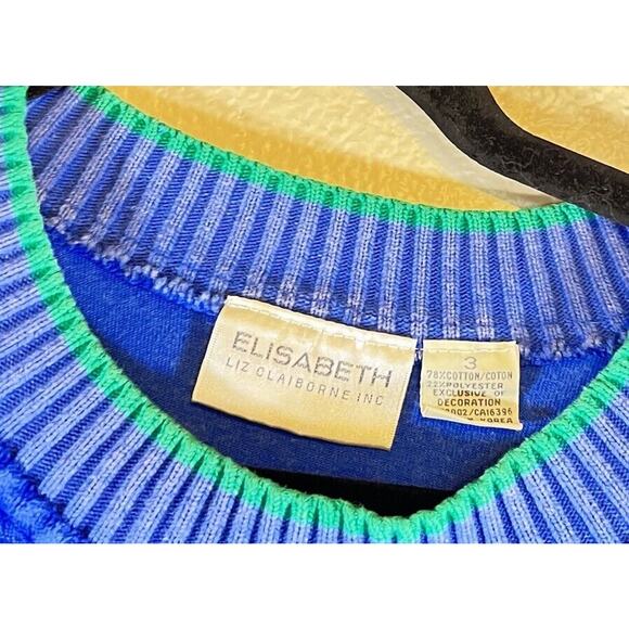 Vtg Liz Claiborne Elizabeth Plus 3 Velour Dress Long Sleeve Drop Waist - Picture 6 of 6